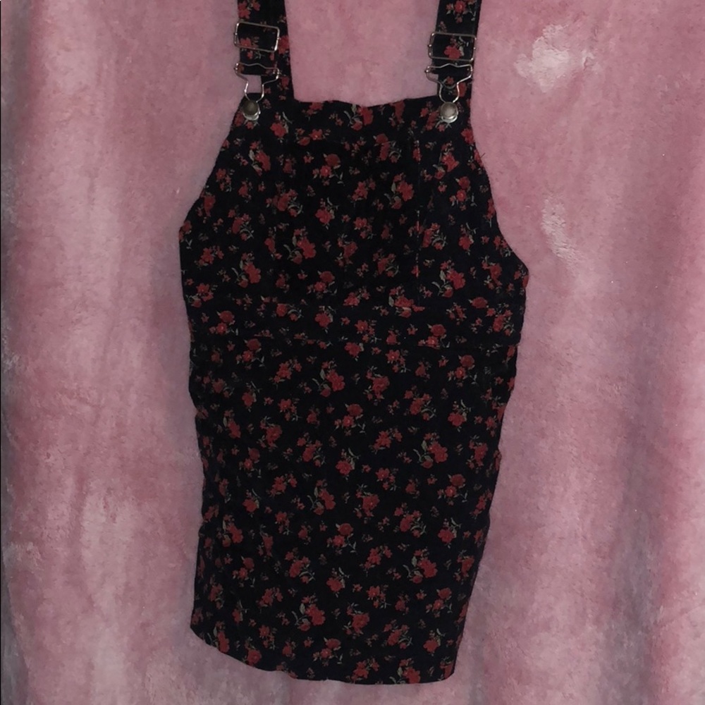 Navy floral overall dress
